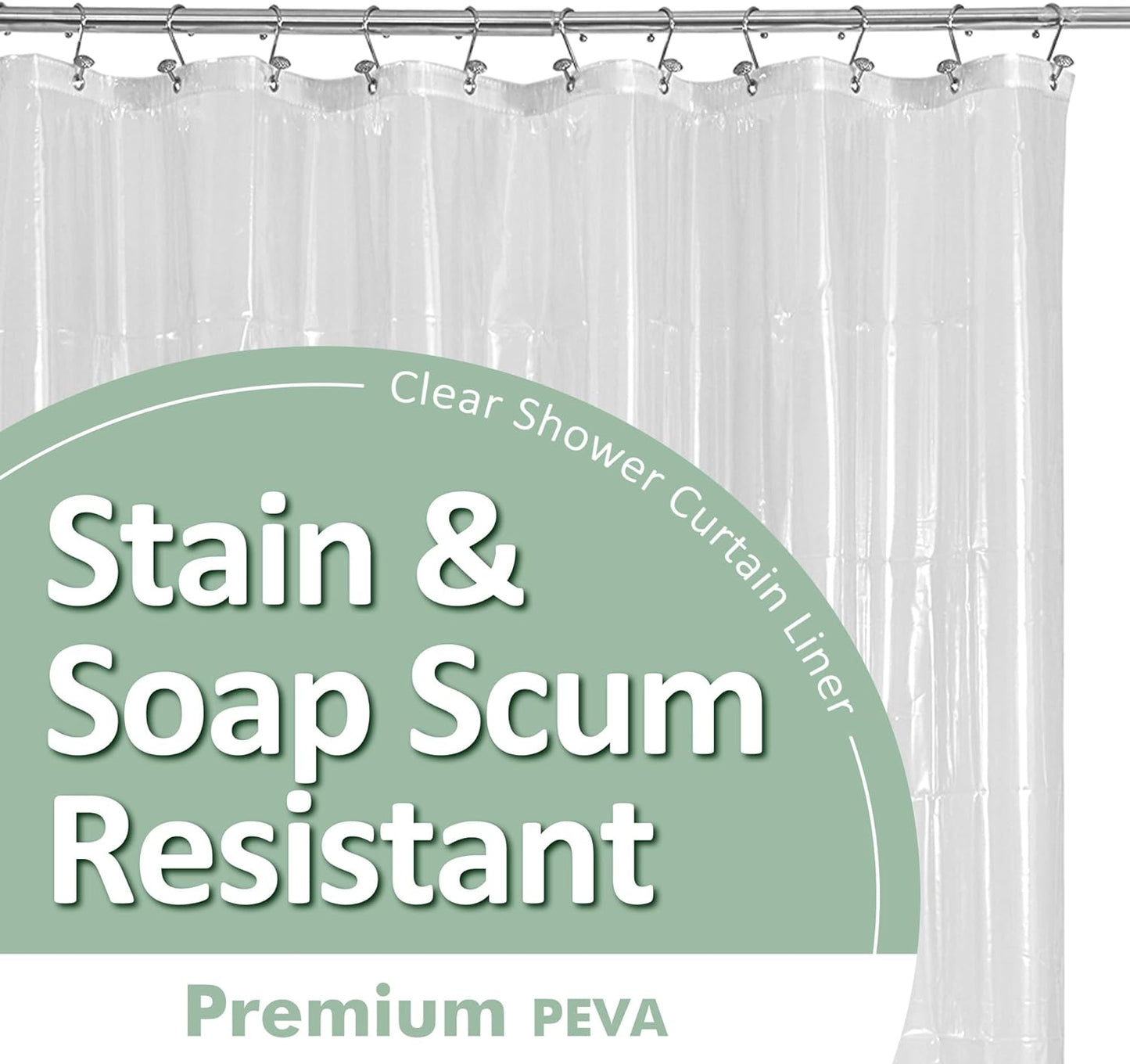 plastic shower liner clear - premium peva shower curtain liner- Premium PEVA Shower Curtain Liner with Rustproof Grommets and 3 Magnets, Waterproof Cute Lightweight Standard Size Shower Curtains for Bathroom - Clear