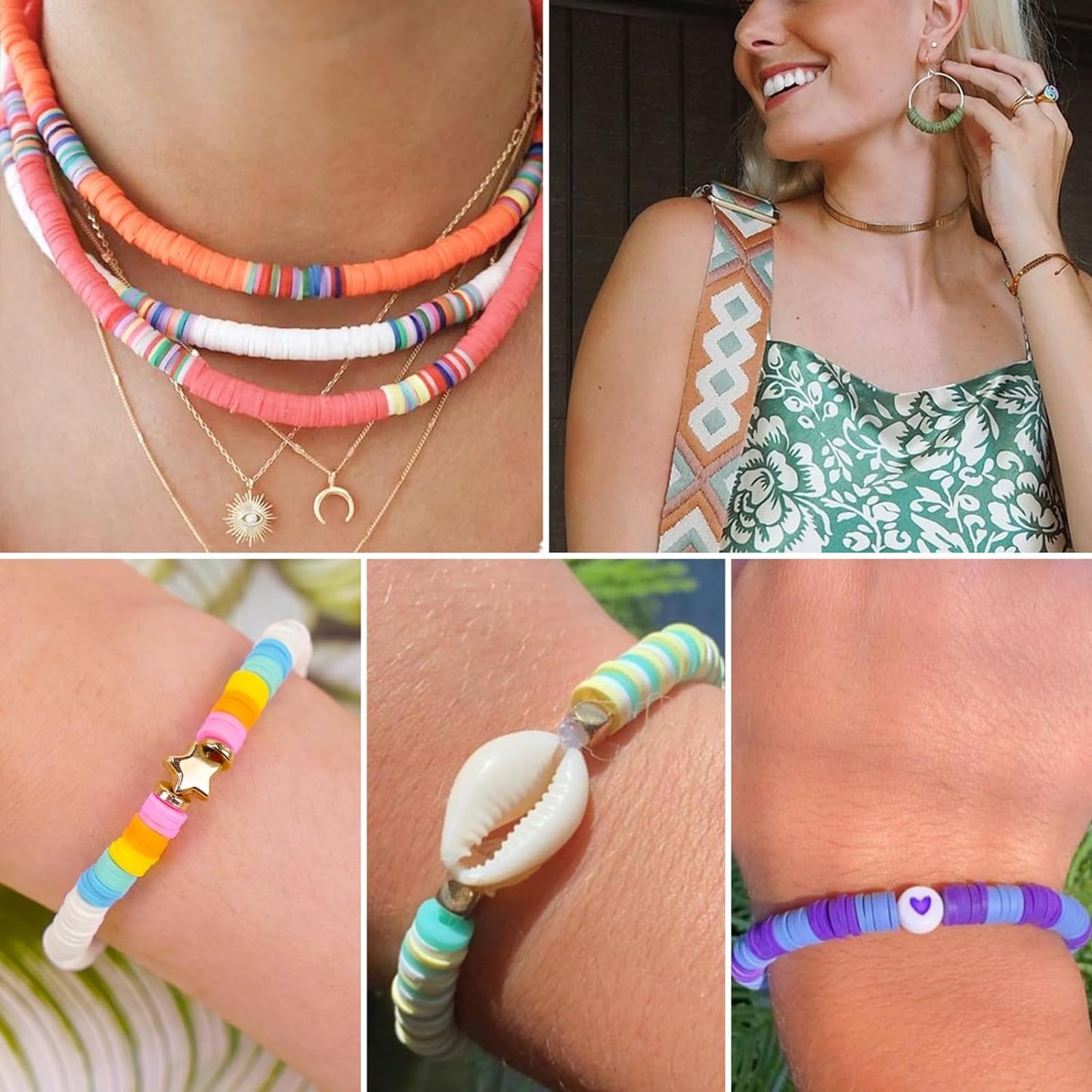6000 Clay Beads Bracelet Making Kit, 24 Colors Flat Preppy Beads for Friendship Bracelets, Polymer Clay Beads with Charms for Jewelry Making, Crafts Gifts for Girls Ages 6-12