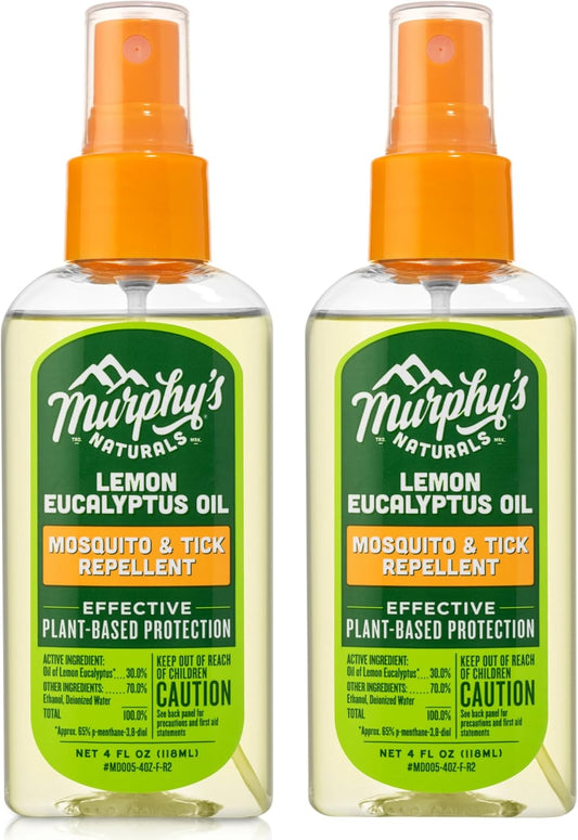 Lemon Eucalyptus Oil Insect Repellent Spray | Deet-Free, Plant-Based | Mosquito and Tick Repellent for Skin + Gear | 4 Ounce Pump Spray | 2 Pack