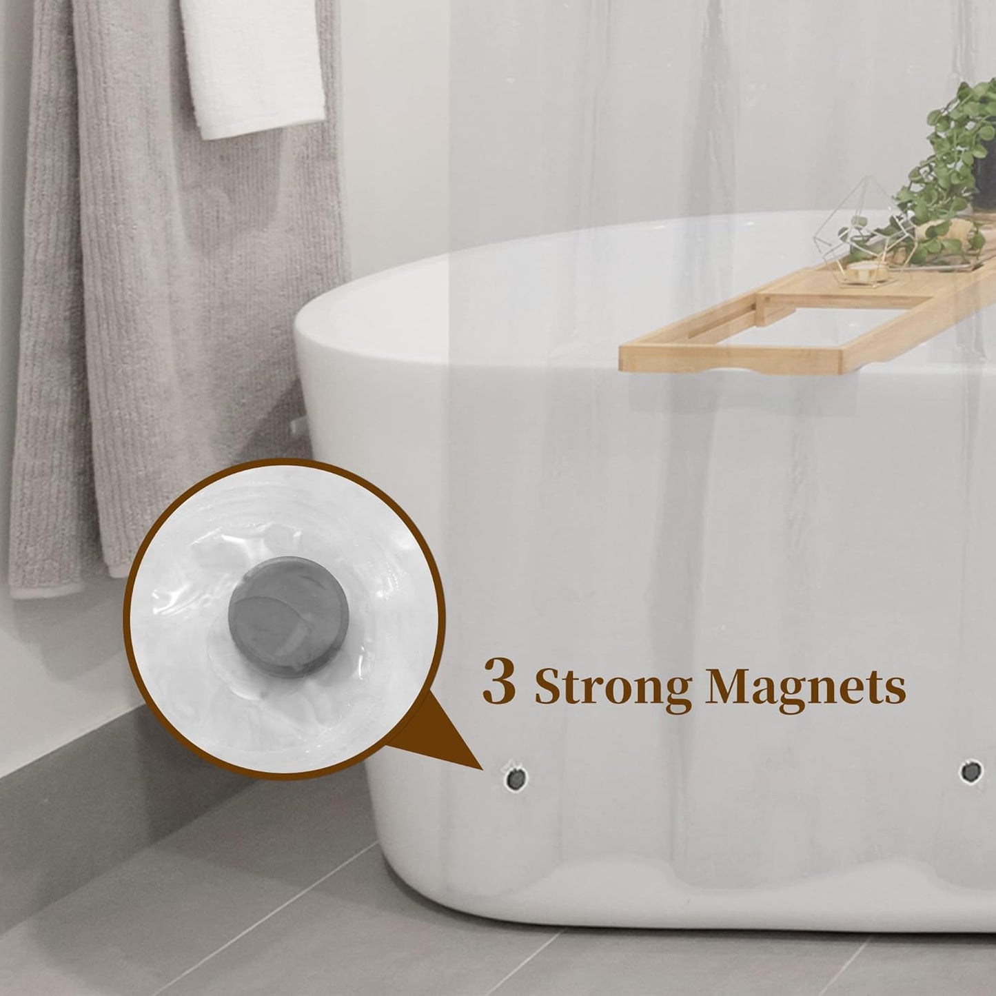 plastic shower liner clear - premium peva shower curtain liner- Premium PEVA Shower Curtain Liner with Rustproof Grommets and 3 Magnets, Waterproof Cute Lightweight Standard Size Shower Curtains for Bathroom - Clear