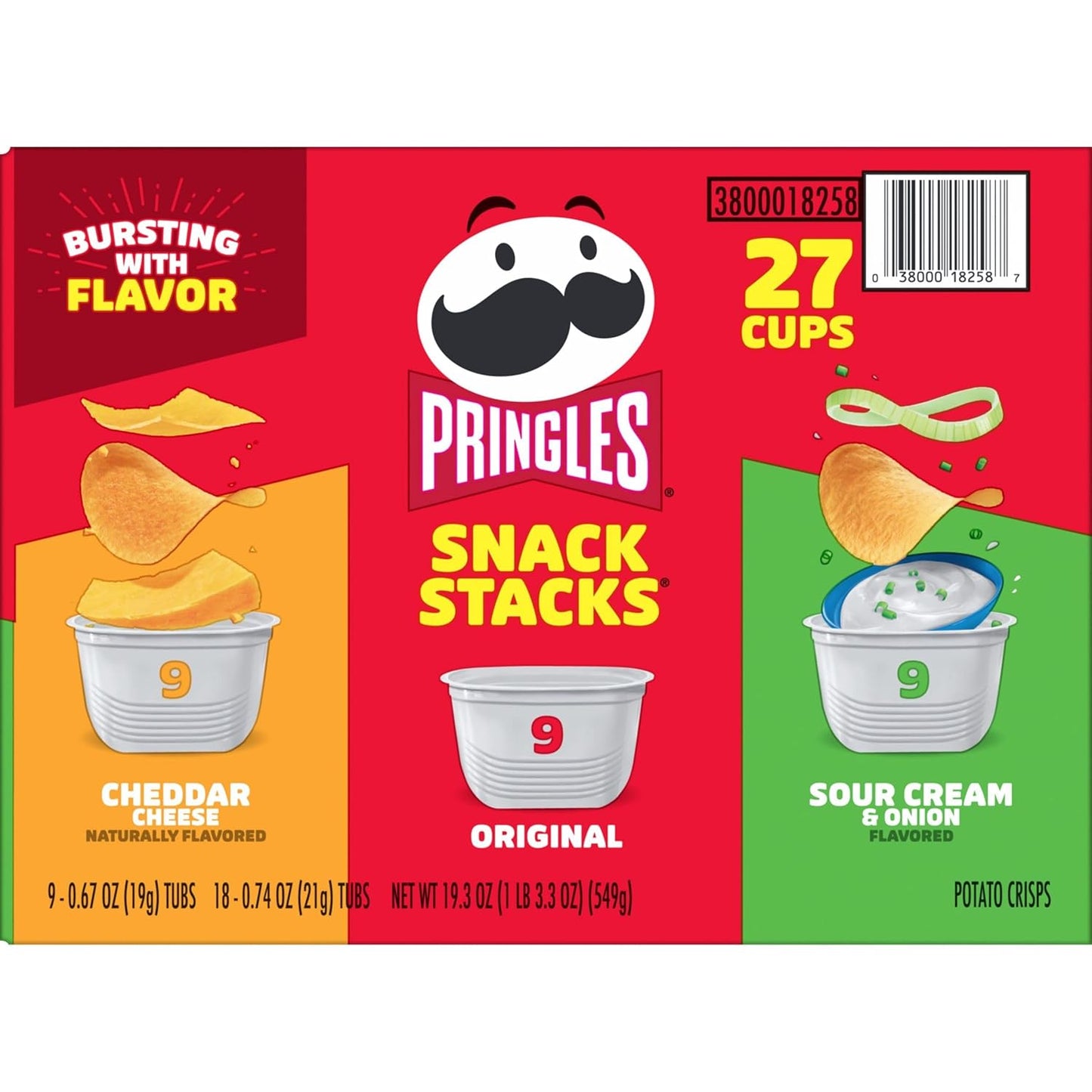 Potato Crisps Chips, Lunch Snacks, On-The-Go Snacks, Snack Stacks, Variety Pack, 19.3Oz Box (27 Cups)
