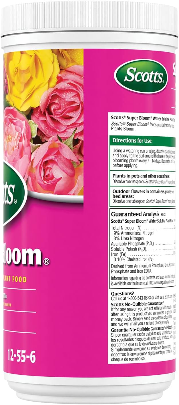 Super Bloom Water Soluble Plant Food, 2 Lb - NPK 12-55-6 - Fertilizer for Outdoor Flowers, Fruiting Plants, Containers and Bed Areas - Feeds Plants Instantly