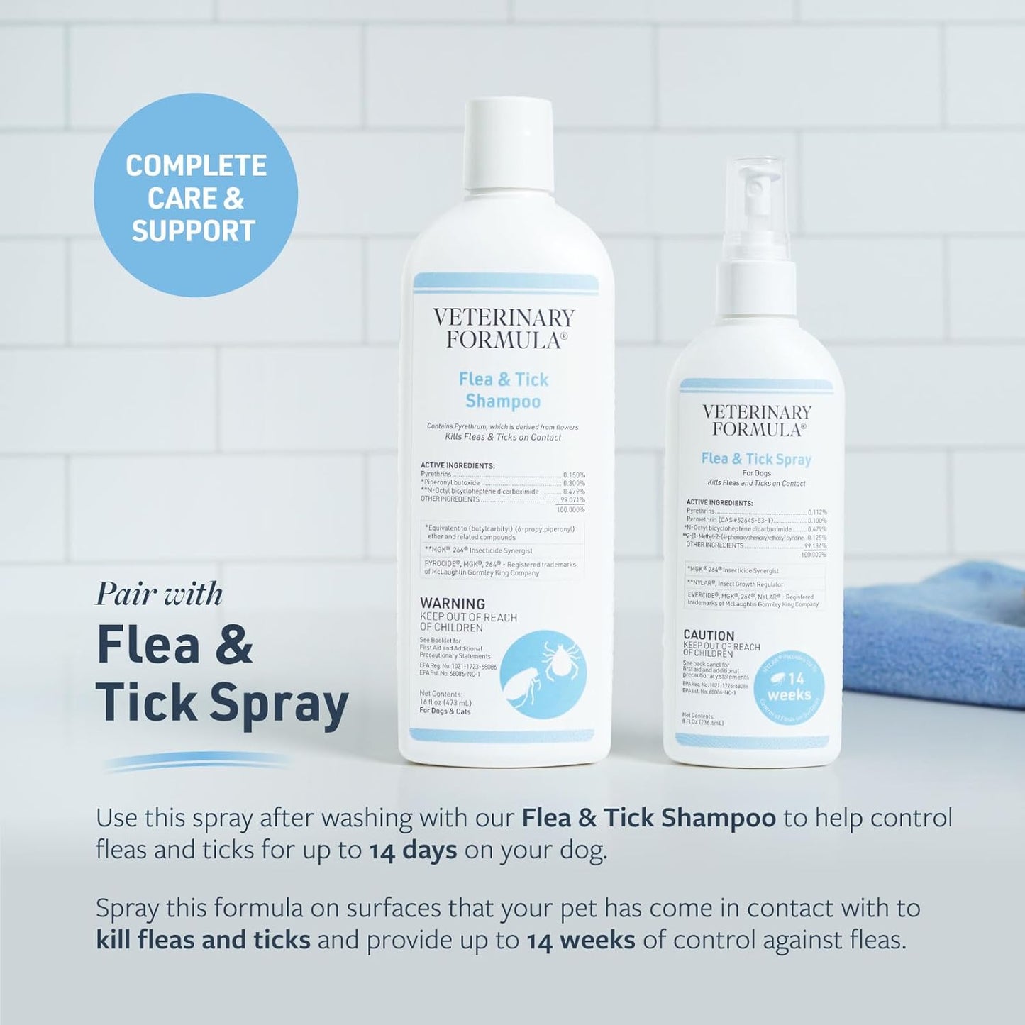 Flea and Tick Shampoo for Dogs and Cats, 16 Oz