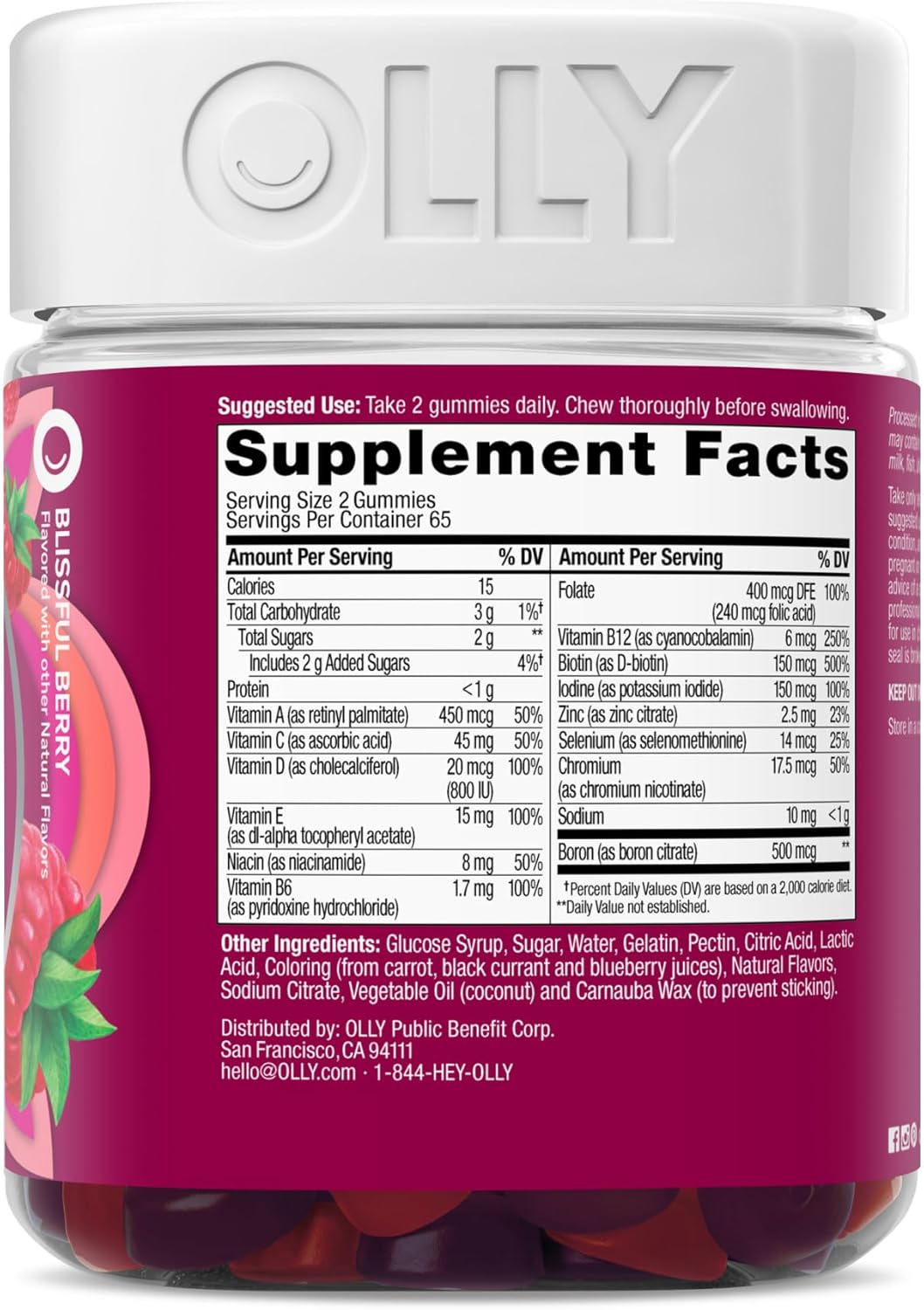 Women'S Multivitamin Gummy, Vitamins A, D, C, E, Biotin, Folic Acid, Adult Chewable Vitamin, Berry Flavor, 65 Day Supply - 130 Count (Packaging May Vary)