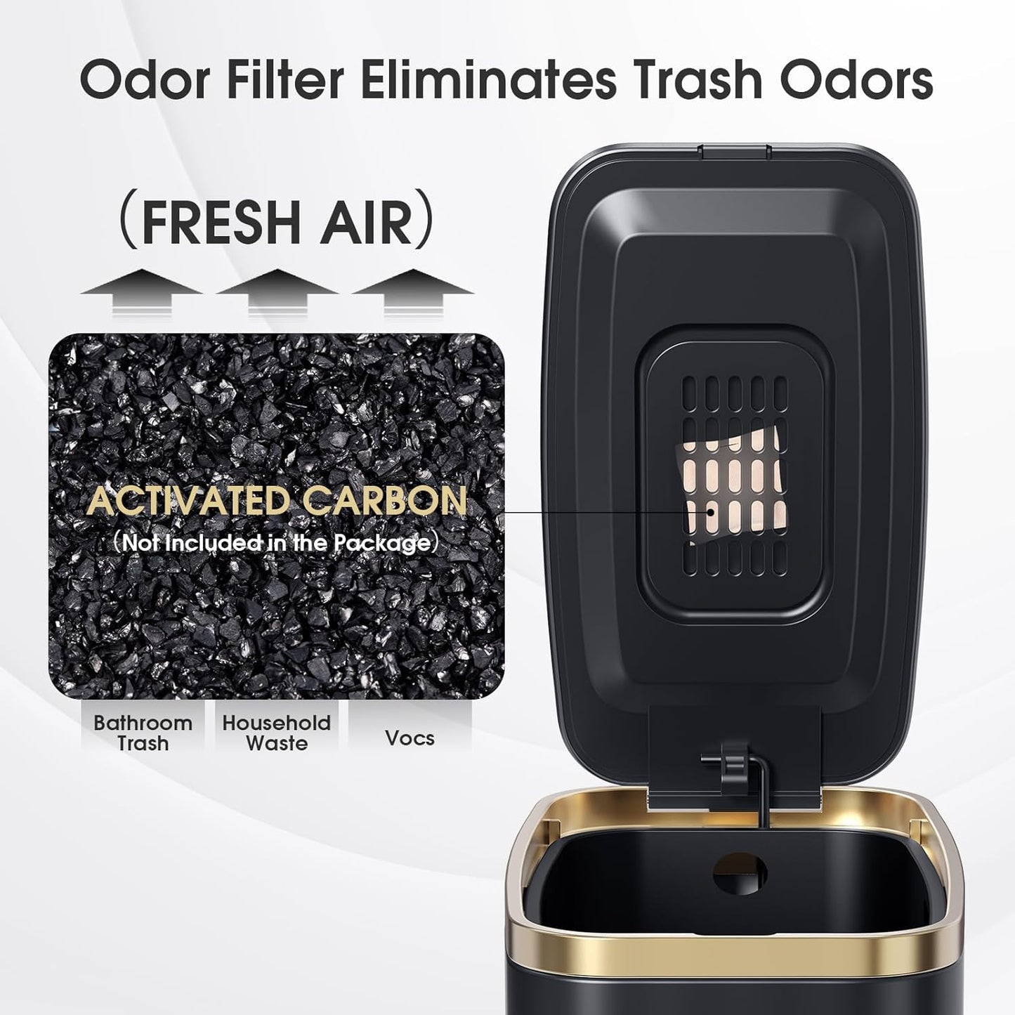 Small Bathroom Trash Can with Lid Soft Close-5L/1.3 Gal Slim Garbage Can-Metal Step Wastebasket-Rectangle Narrow Waste Bin for Office, Bedroom, Toilet, Live Room-Black