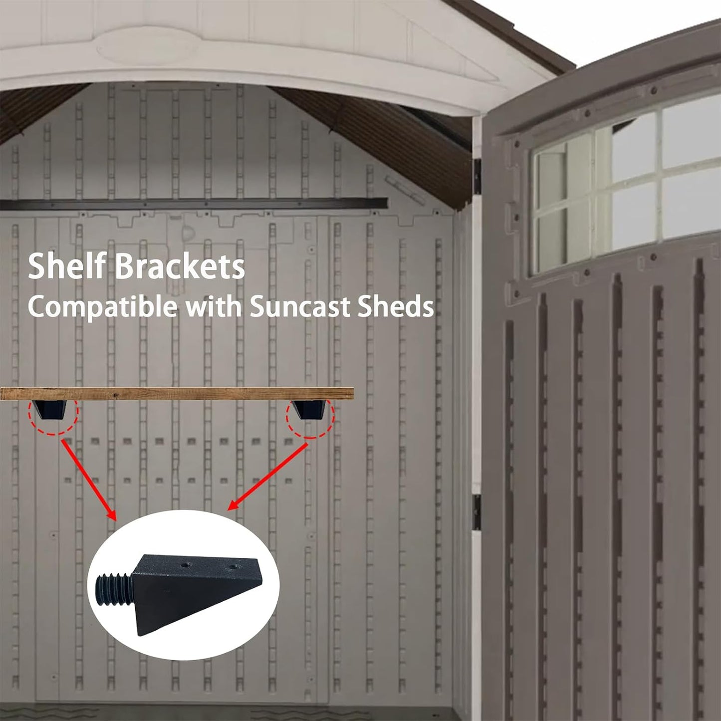 Shelf Brackets Compatible with Suncast Sheds, Craftsman Shed, 4 Pack, Brackets Only, (Screws Included)