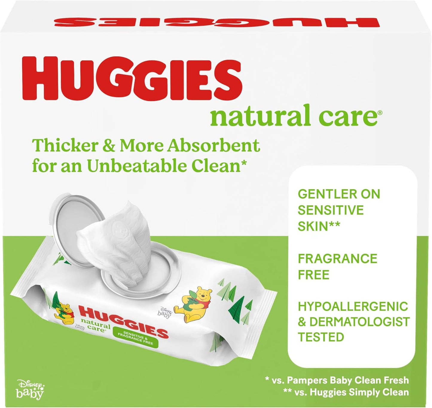 Natural Care Sensitive Baby Wipes, Unscented, Hypoallergenic, 99% Purified Water, 12 Flip-Top Packs (768 Wipes Total), Packaging May Vary