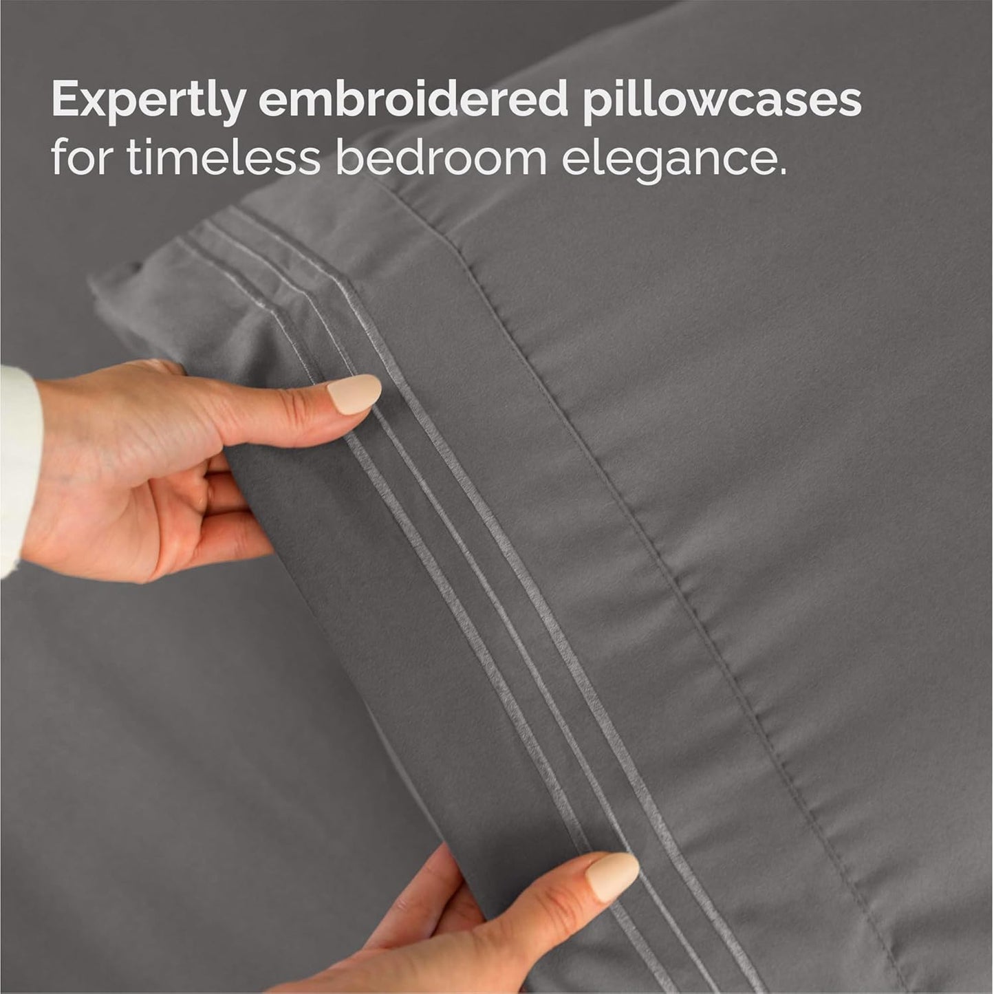 Queen Size 4 Piece Sheet Set - Comfy Breathable & Cooling Sheets - Hotel Luxury Bed Sheets for Women and Men - Deep Pockets, Microfiber, Soft & Wrinkle Free Sheets - Dark Grey Oeko-Tex Bed Sheet Set