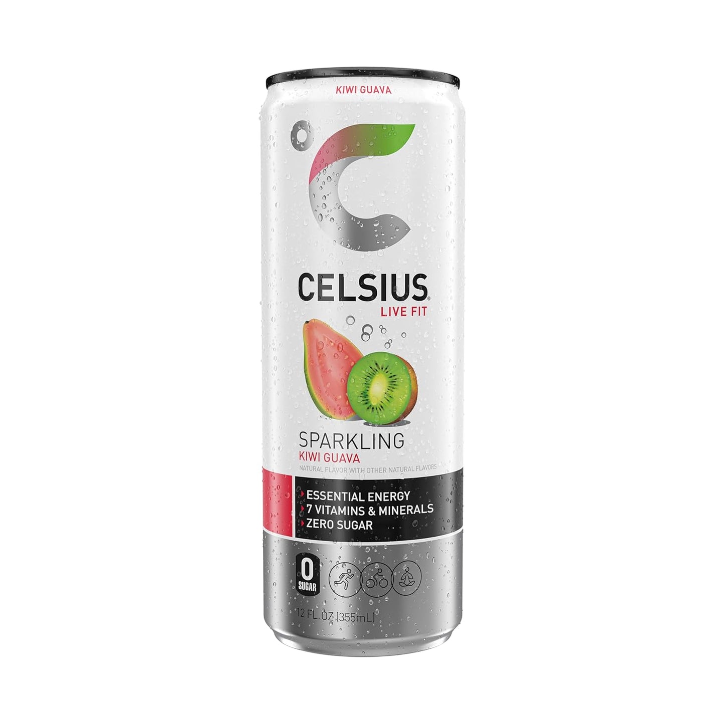 Sparkling Kiwi Guava, Functional Essential Energy Drink 12 Fl Oz (Pack of 12)