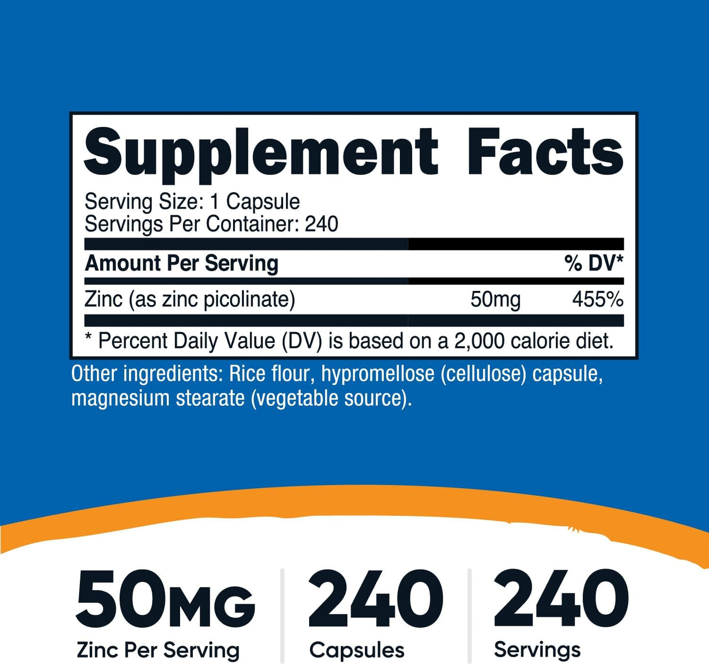 Zinc Picolinate 50Mg, 240 Vegetarian Capsules - Gluten Free and Non-Gmo (240 Caps)