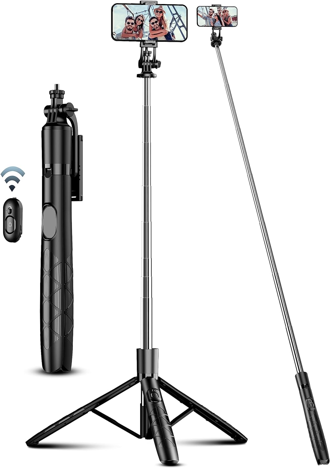 71" Phone Tripod & Selfie Stick, All in One Extendable Cell Phone Tripod with Wireless Remote, Tripod Stand for Iphone & Travel Tripod 360° Rotation Compatible with Iphone Android Phone, Camera