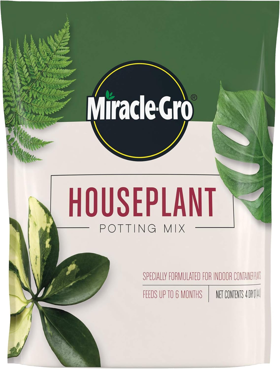 72574500 Houseplant Potting Mix: Fertilized, Perlite Soil for Indoor Gardening, Designed to Be Less Prone to Gnats, 1 Pack, 4 Qt