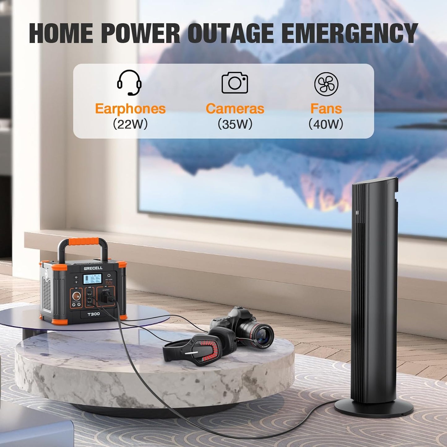 Portable Power Station 300W (Peak 600W), 288Wh Solar Generator with 60W USB-C PD Output, 110V Pure Sine Wave AC Outlet Backup Lithium Battery for Outdoors Camping Travel Hunting Home Blackout