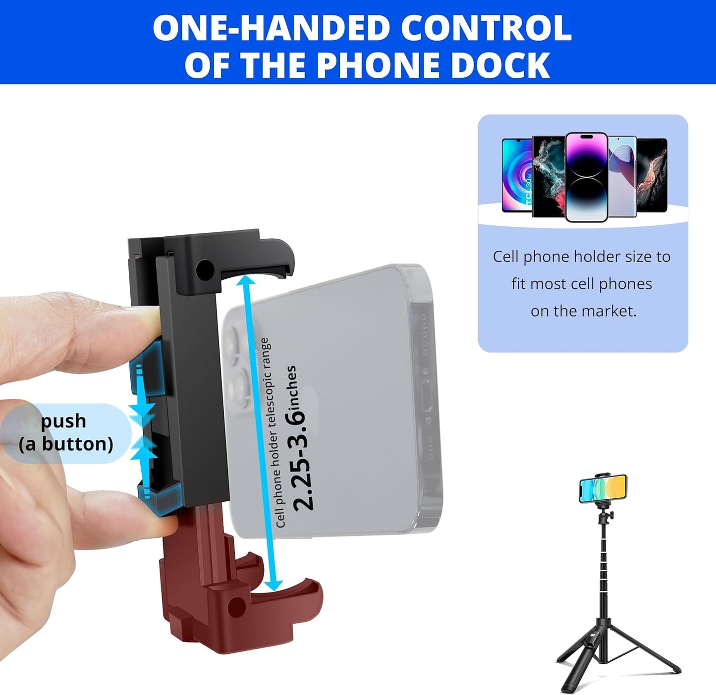 Selfie Stick,Long Extendable Selfie Stick Tripod,62 Phone Tripod with Wireless Remote Shutter,Group Selfies/Live Streaming/Video Recording Compatible with All Cellphones