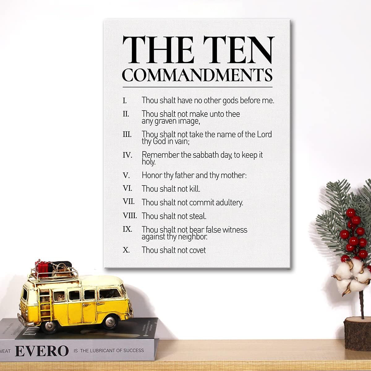 Christian Canvas Wall Art 10 Commandments Canvas Print Positive Scripture Canvas Painting Home Bedroom Wall Decor Framed Gift 12X15 Inch
