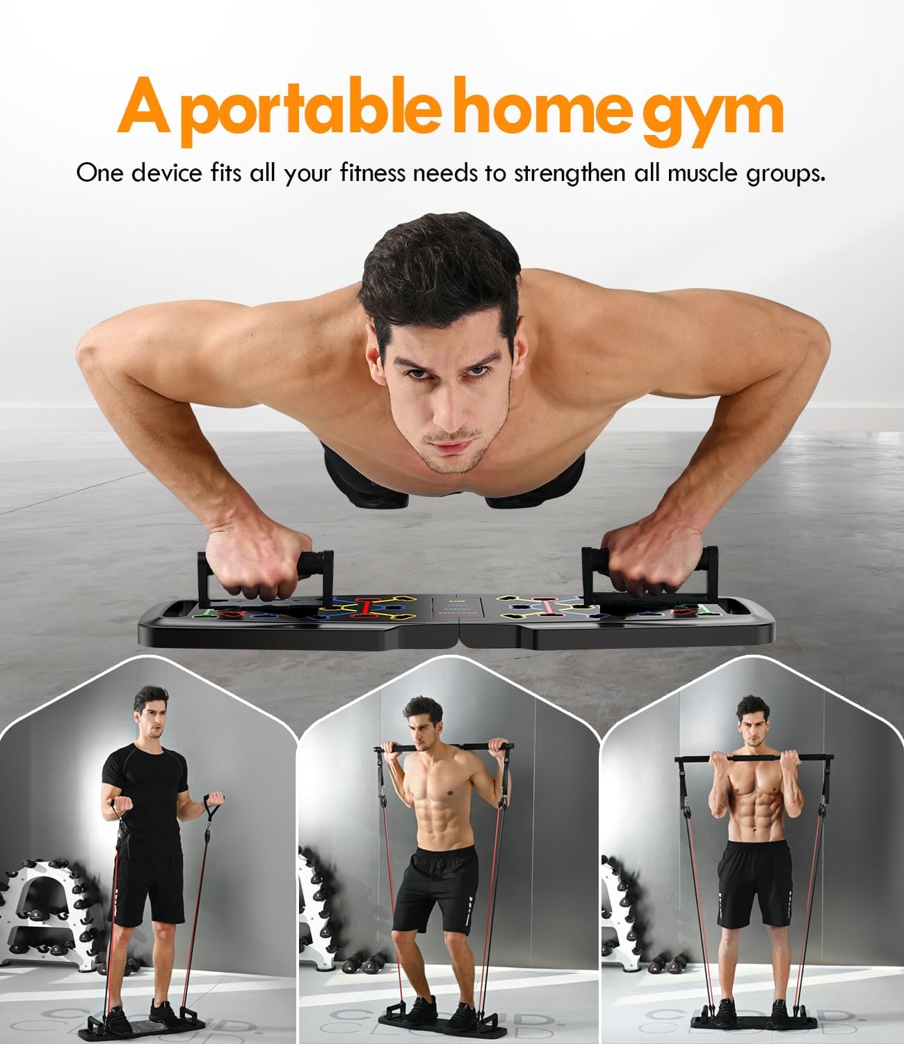 Push-Up Board Home Gym: Portable Fitness Equipment & 20 Accessories
