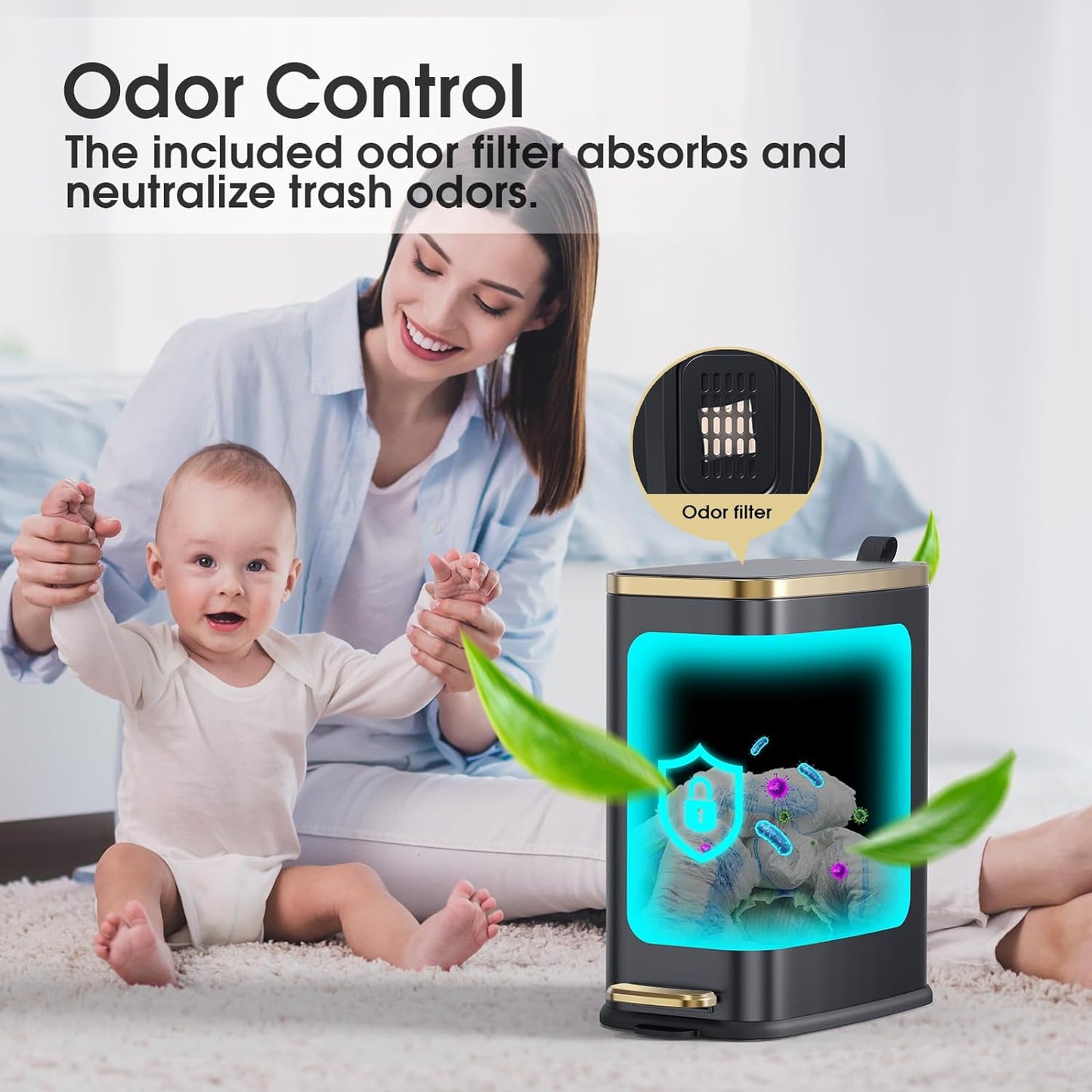 Small Bathroom Trash Can with Lid Soft Close-5L/1.3 Gal Slim Garbage Can-Metal Step Wastebasket-Rectangle Narrow Waste Bin for Office, Bedroom, Toilet, Live Room-Black