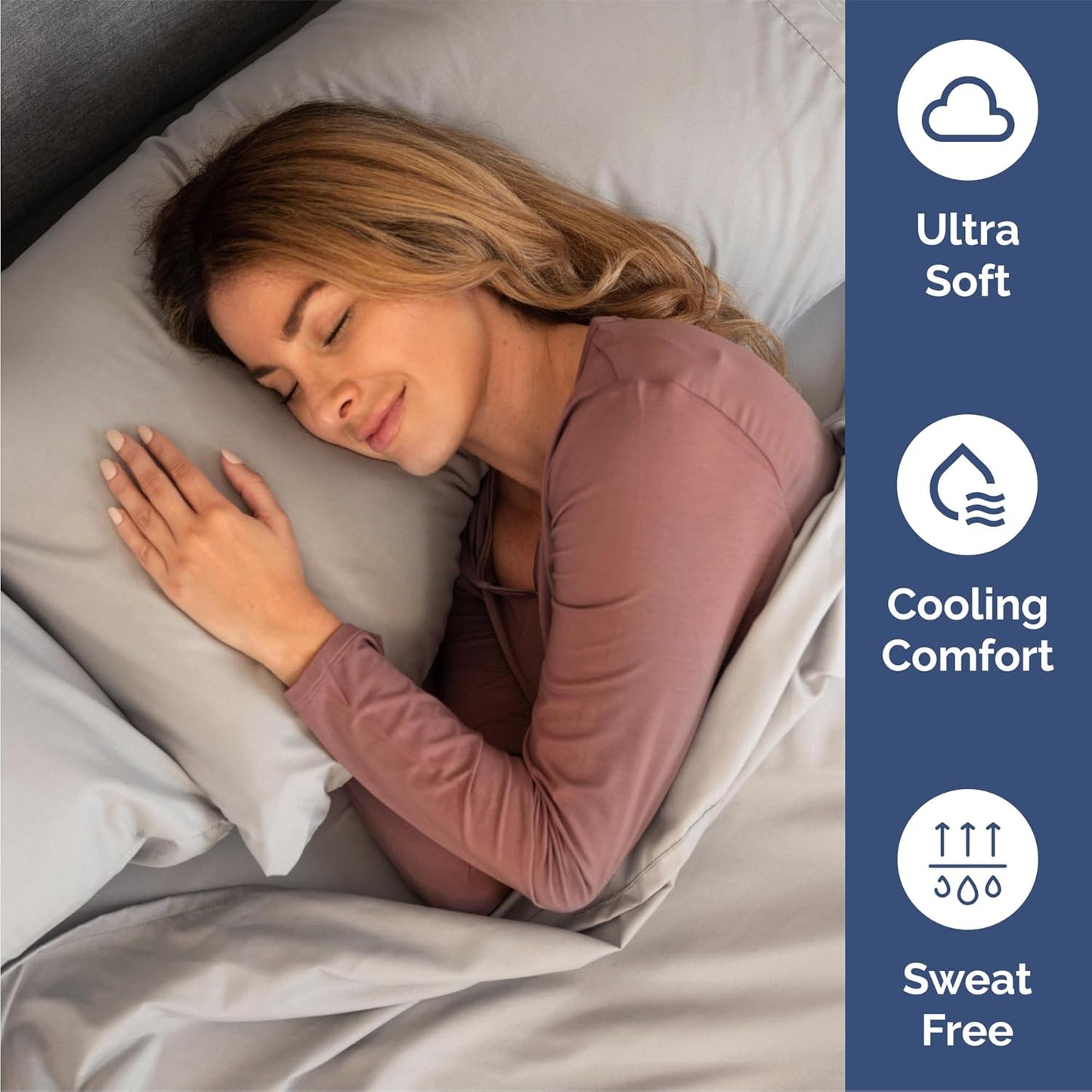 Queen Size 4 Piece Sheet Set - Comfy Breathable & Cooling Sheets - Hotel Luxury Bed Sheets for Women & Men - Deep Pockets, Easy-Fit, Soft & Wrinkle Free Sheets - Light Grey Oeko-Tex Bed Sheet Set
