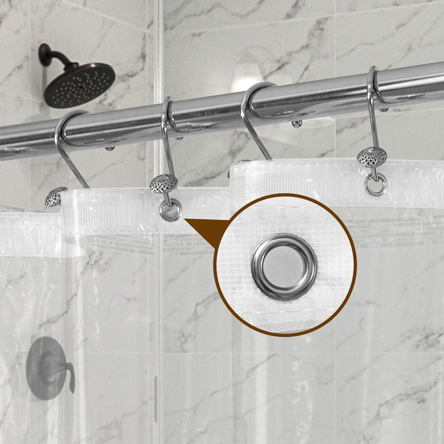 plastic shower liner clear - premium peva shower curtain liner- Premium PEVA Shower Curtain Liner with Rustproof Grommets and 3 Magnets, Waterproof Cute Lightweight Standard Size Shower Curtains for Bathroom - Clear