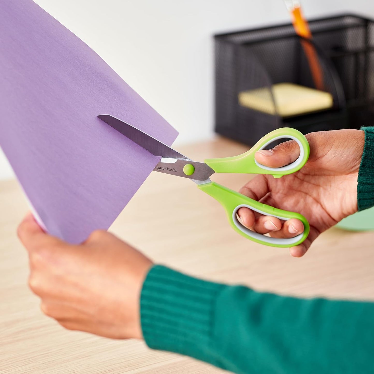 Multipurpose, Comfort Grip, PVD Coated, Stainless Steel Office Scissors, 3-Pack, Purple, Green & Gray
