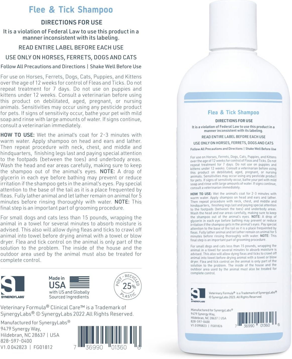 Flea and Tick Shampoo for Dogs and Cats, 16 Oz