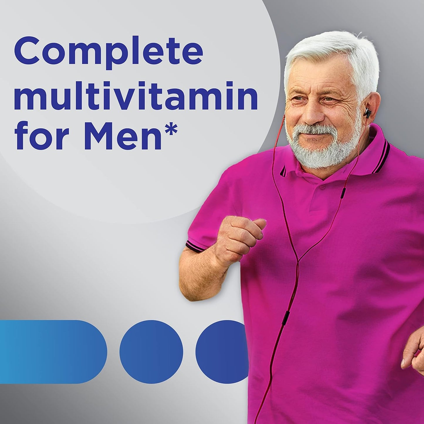 Silver Men'S 50+ Multivitamin with Vitamin D3, B-Vitamins, Zinc for Memory and Cognition - 200 Tablets