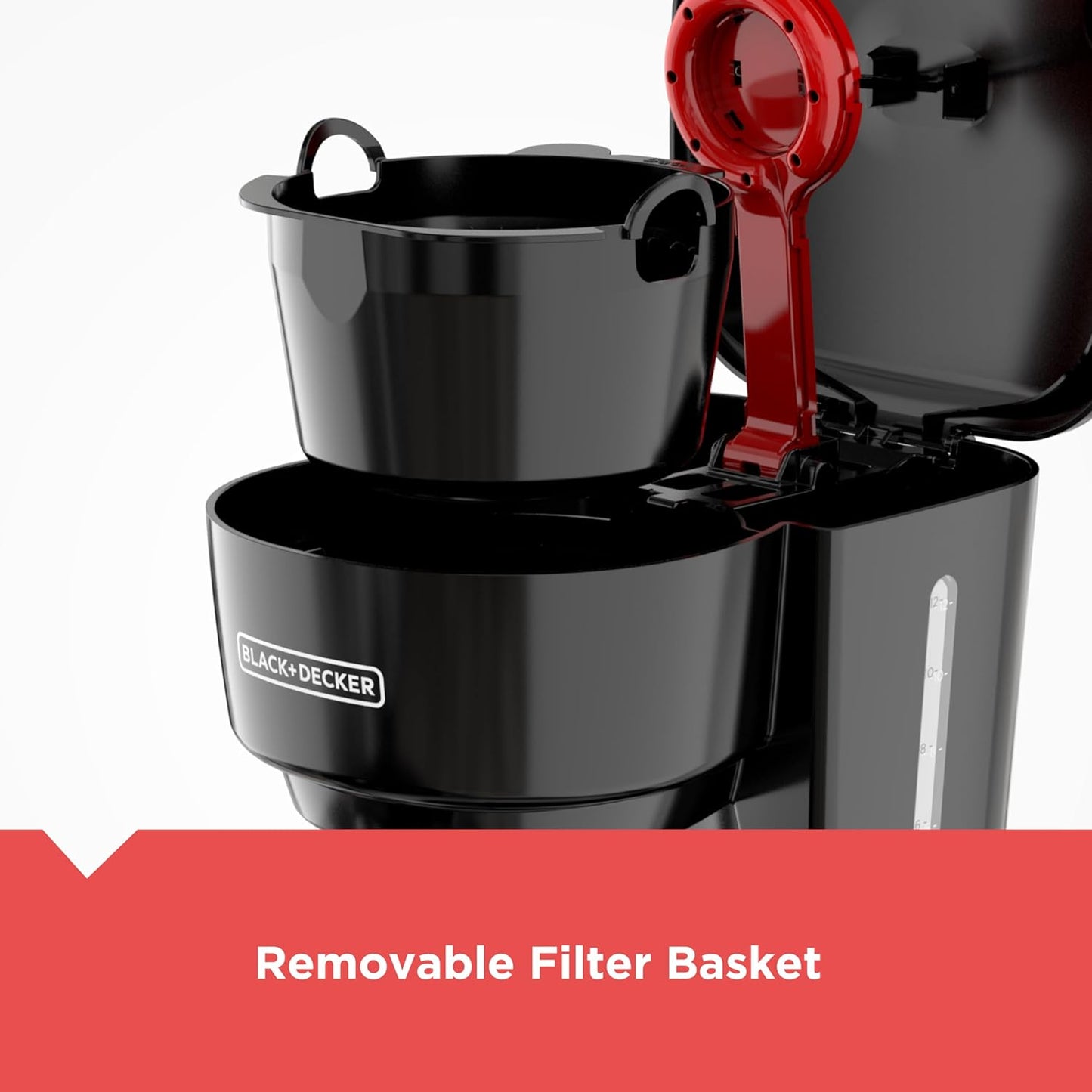 12-Cup Coffee Maker with Easy On/Off Switch, Easy Pour, Non-Drip Carafe with Removable Filter Basket, Vortex Technology, Black