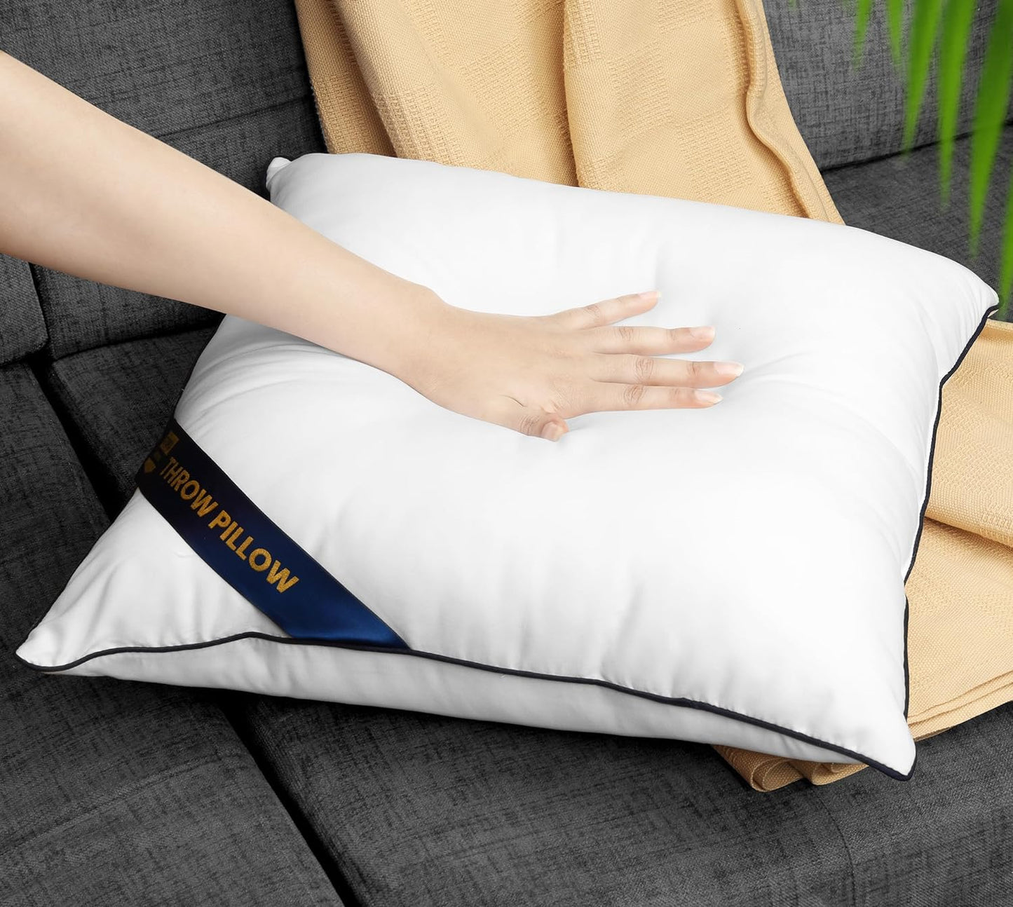 Throw Pillow Inserts (Pack of 4, White), 18 X 18 Inches Decorative Indoor Pillows for Sofa, Bed, Couch, Cushion Sham Stuffer