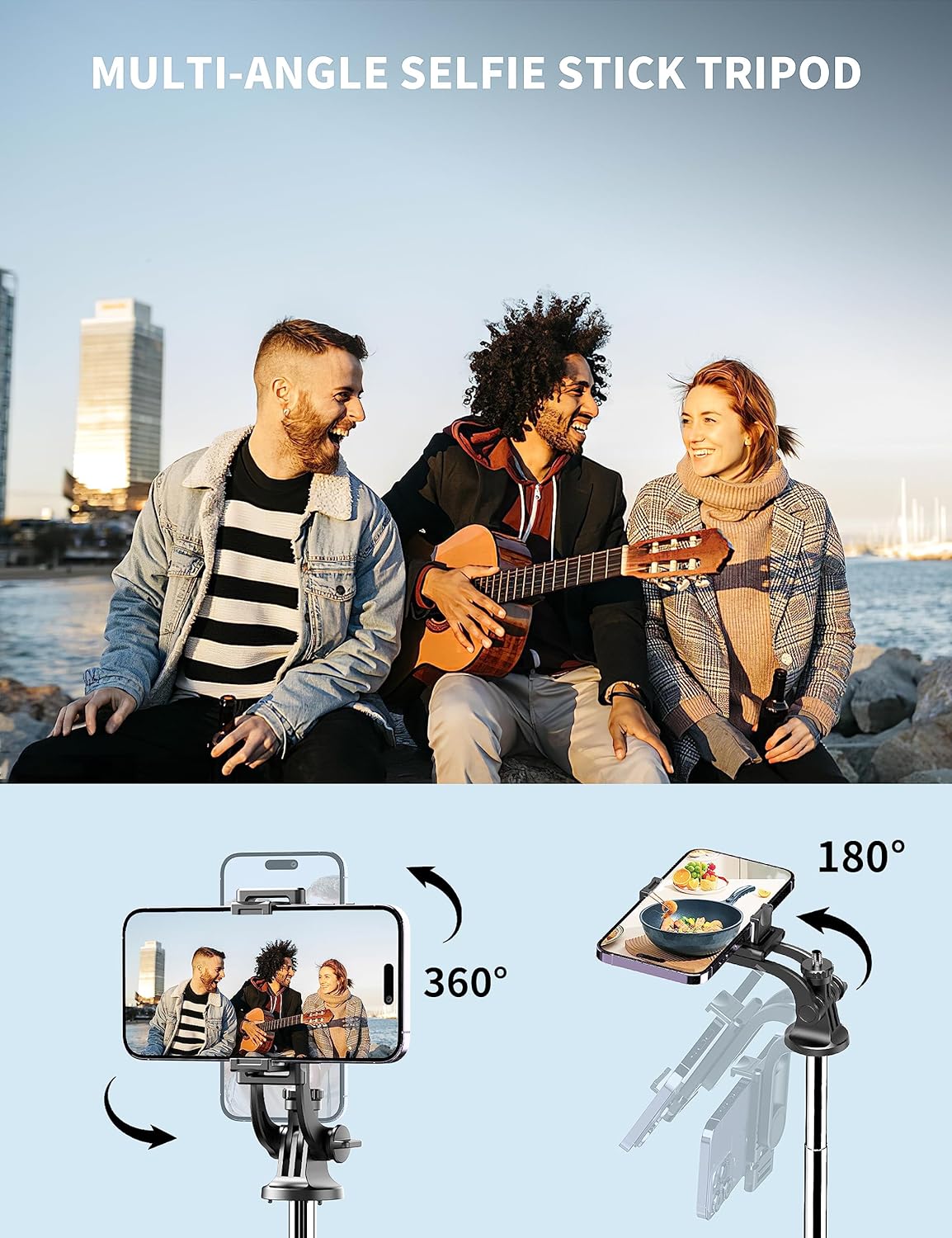 71" Phone Tripod & Selfie Stick, All in One Extendable Cell Phone Tripod with Wireless Remote, Tripod Stand for Iphone & Travel Tripod 360° Rotation Compatible with Iphone Android Phone, Camera