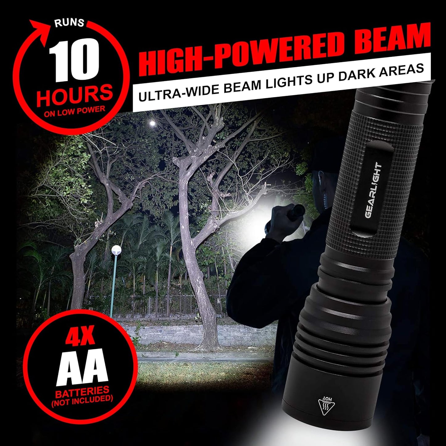 S2000 LED Flashlight High Lumens - Super Bright, Powerful, Mid-Size Tactical Flashlight for Outdoor Activity & Emergency Use