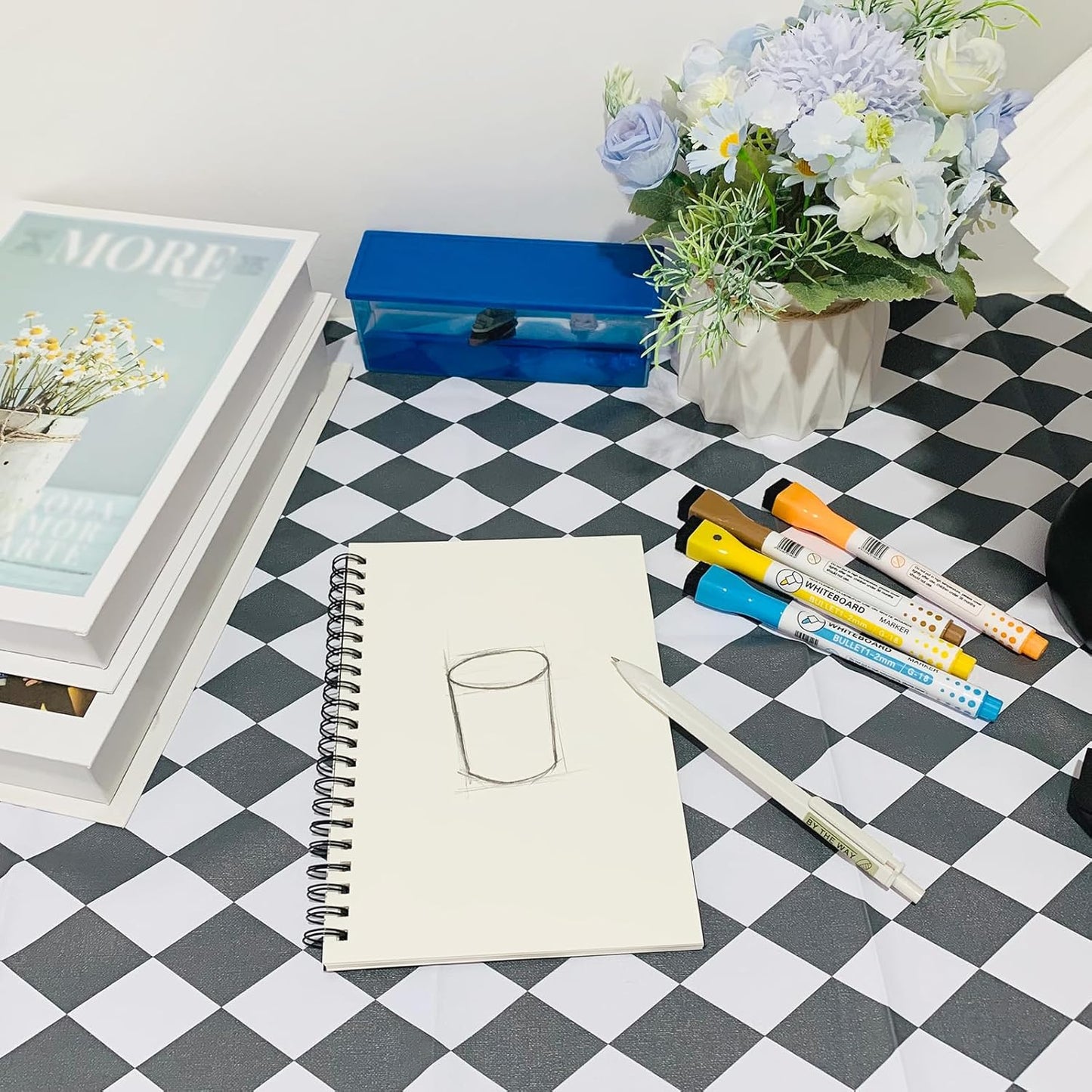 Blank Spiral Notebook, 2-Pack, Soft Cover, Sketch Book, 100 Pages / 50 Sheets, 7.5 Inch X 5.1 Inch, 100GSM, (Black)