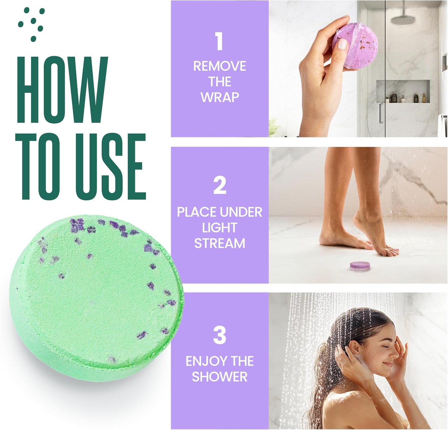 Premium Aromatherapy Shower Steamers - Holiday Gift Set for Women and Teens, Featuring 6 Essential Oil Infused Shower Bombs in Purple