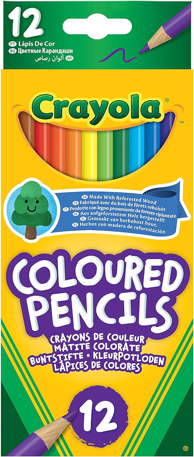 Colouring Pencils - Assorted Colours (Pack of 12) | a Must-Have for All Kids Arts & Crafts Sets | Ideal for Kids Aged 3+
