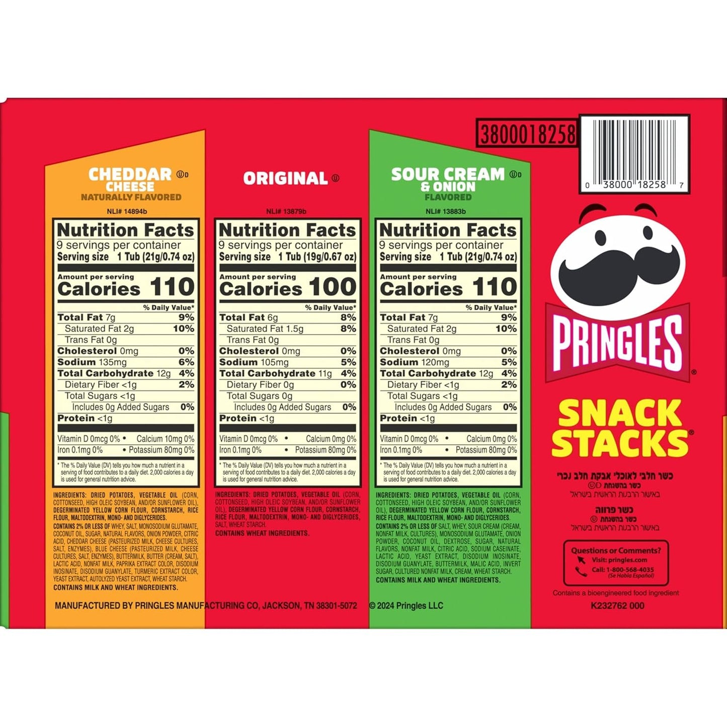 Potato Crisps Chips, Lunch Snacks, On-The-Go Snacks, Snack Stacks, Variety Pack, 19.3Oz Box (27 Cups)
