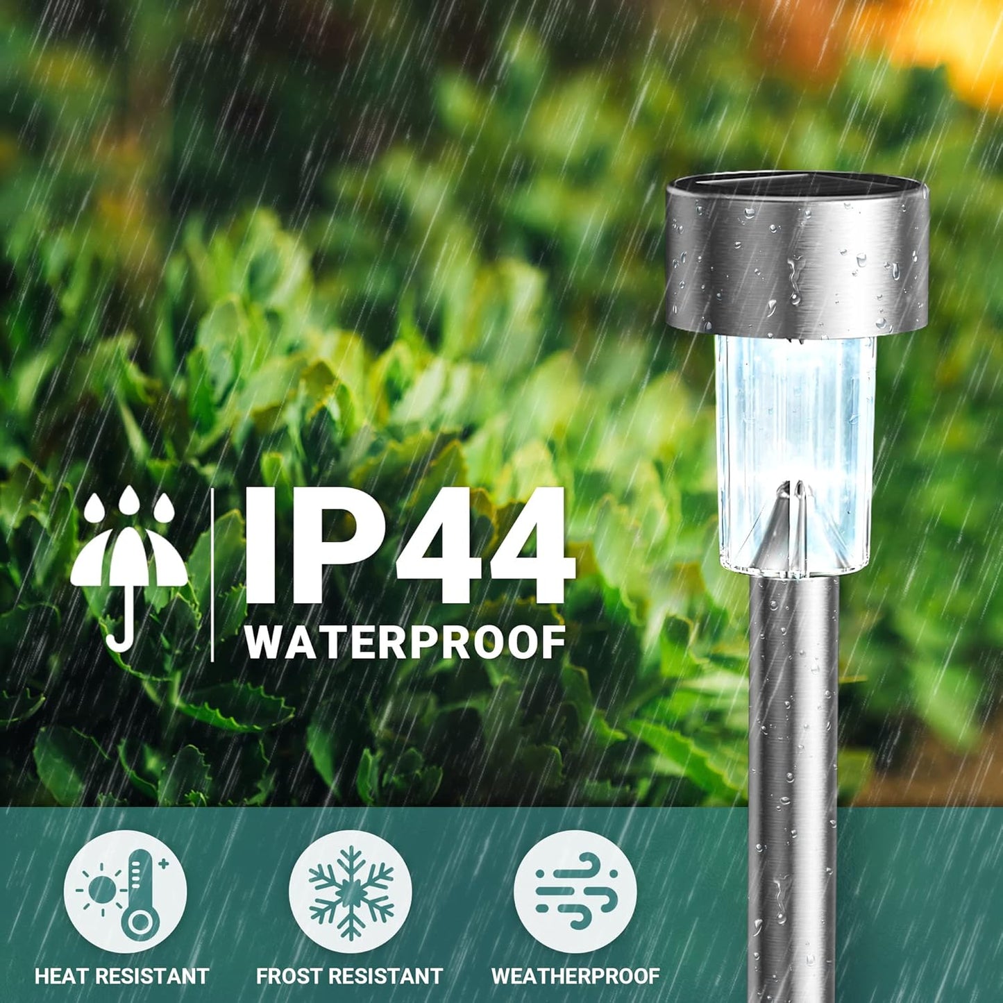 Solar Lights Outdoor Waterproof, 12 Pack, Stainless Steel LED Solar Garden Lights for Patio, Lawn, Yard and Landscape, Cold White