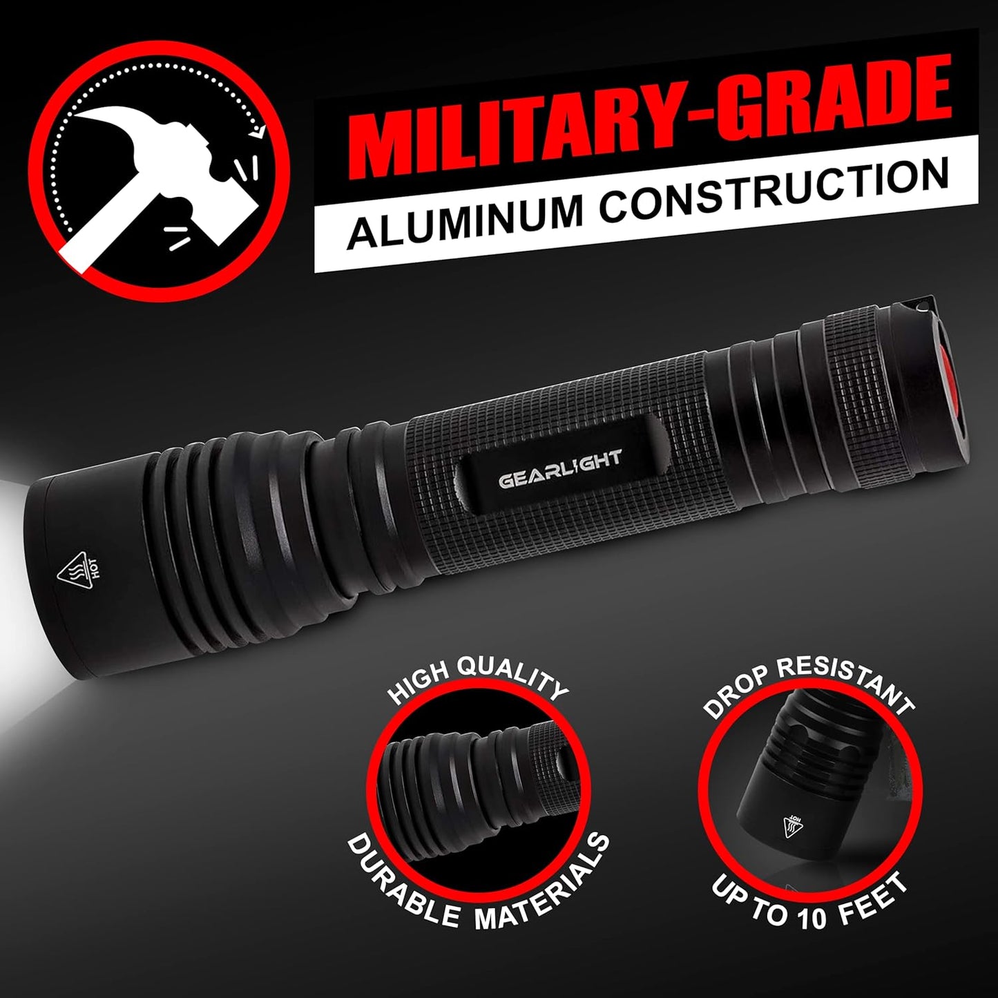 S2000 LED Flashlight High Lumens - Super Bright, Powerful, Mid-Size Tactical Flashlight for Outdoor Activity & Emergency Use