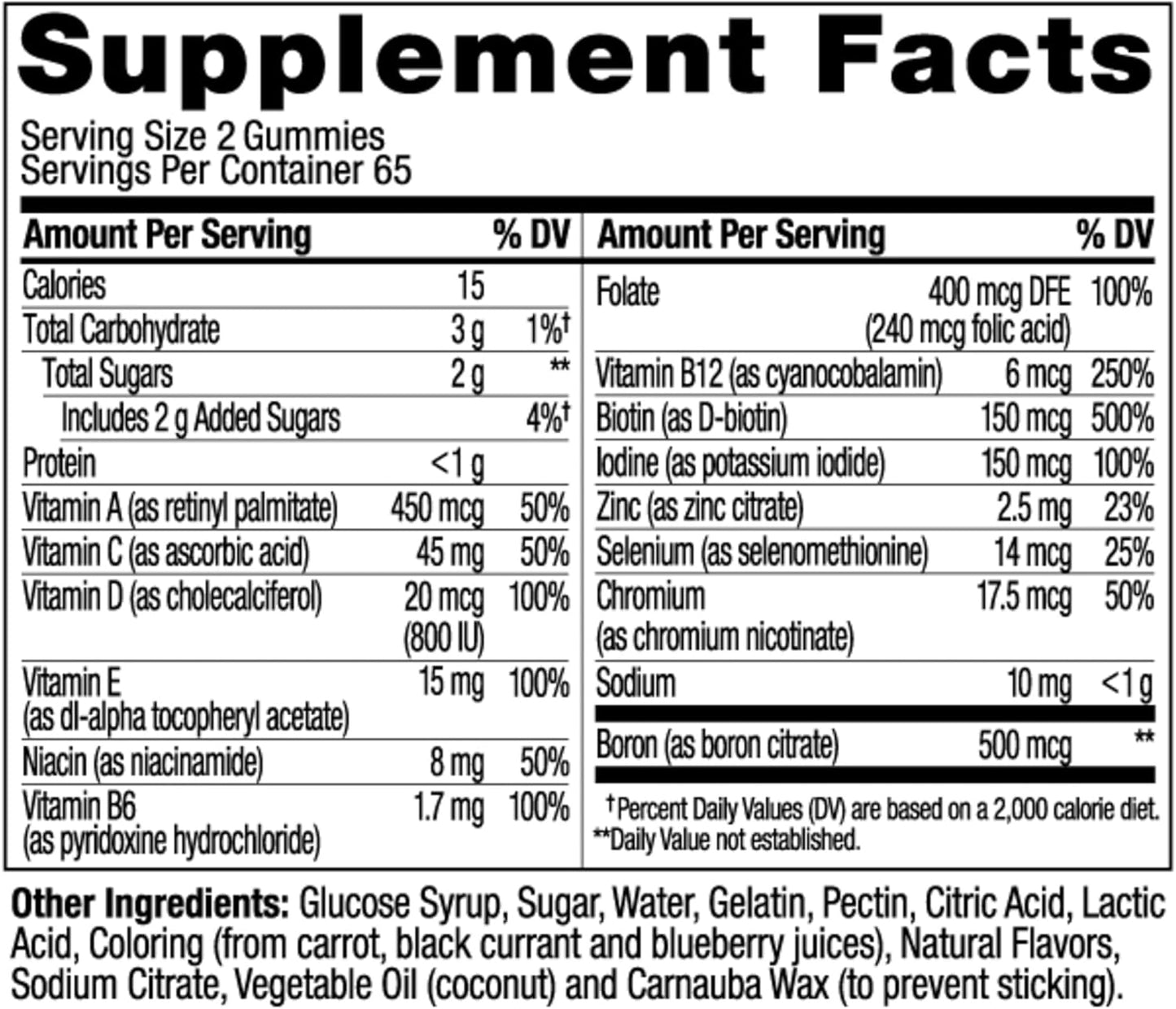 Women'S Multivitamin Gummy, Vitamins A, D, C, E, Biotin, Folic Acid, Adult Chewable Vitamin, Berry Flavor, 65 Day Supply - 130 Count (Packaging May Vary)