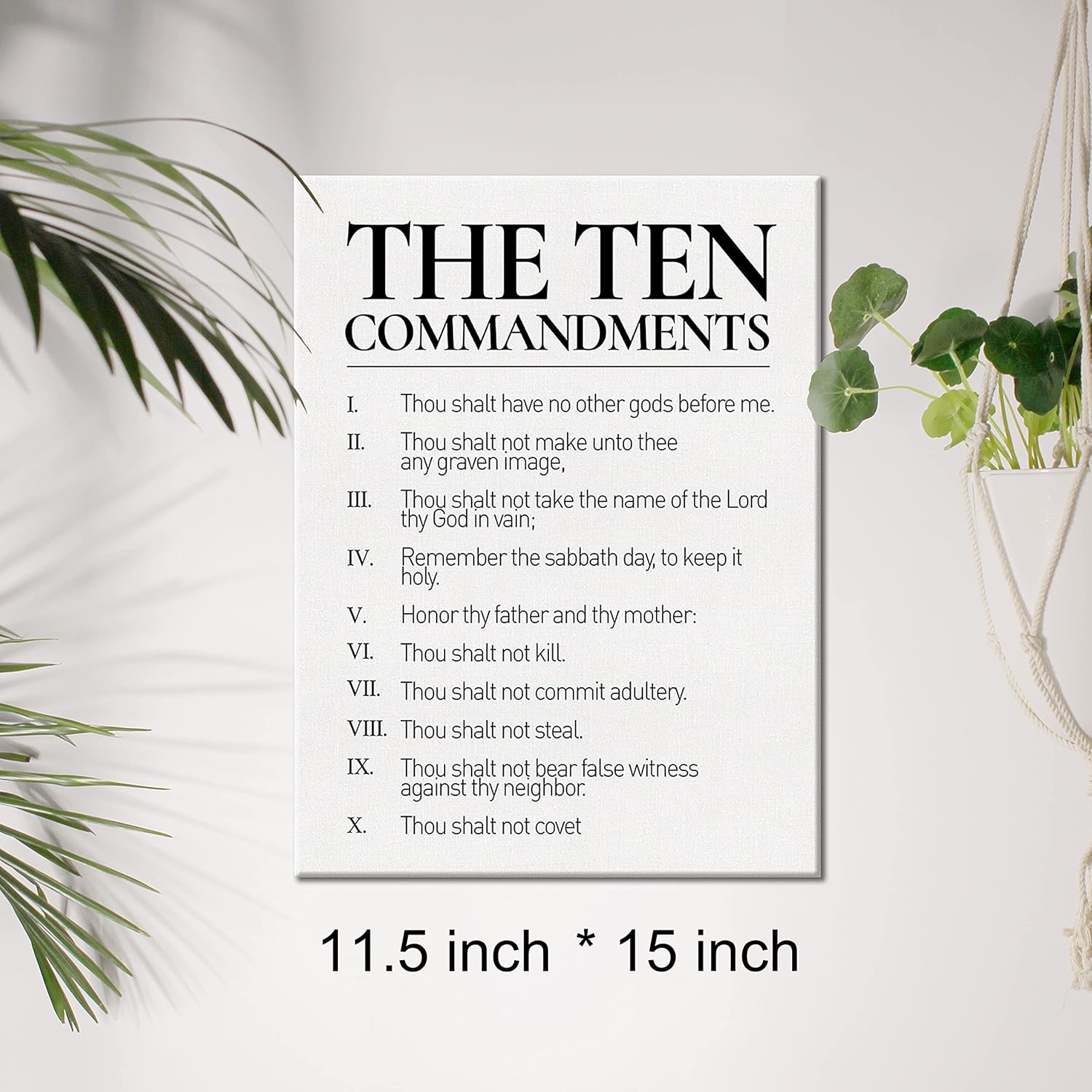 Christian Canvas Wall Art 10 Commandments Canvas Print Positive Scripture Canvas Painting Home Bedroom Wall Decor Framed Gift 12X15 Inch