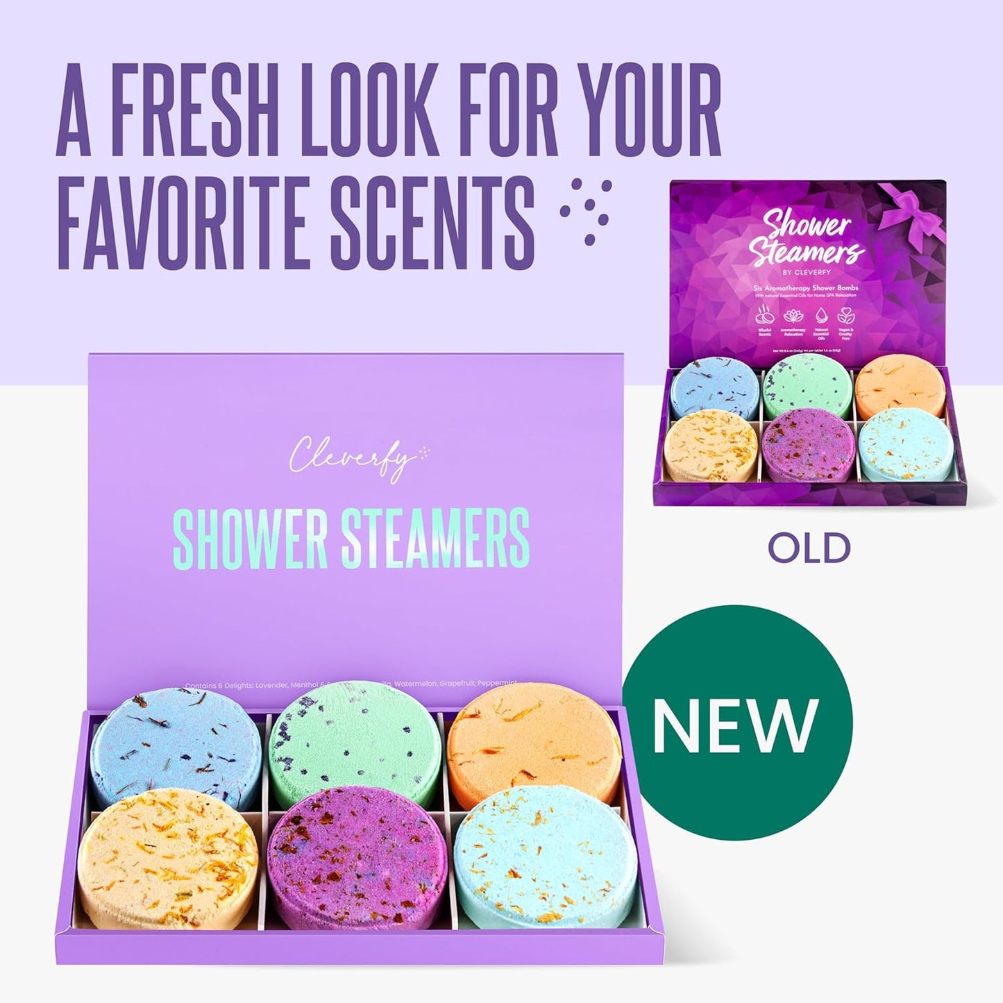Premium Aromatherapy Shower Steamers - Holiday Gift Set for Women and Teens, Featuring 6 Essential Oil Infused Shower Bombs in Purple
