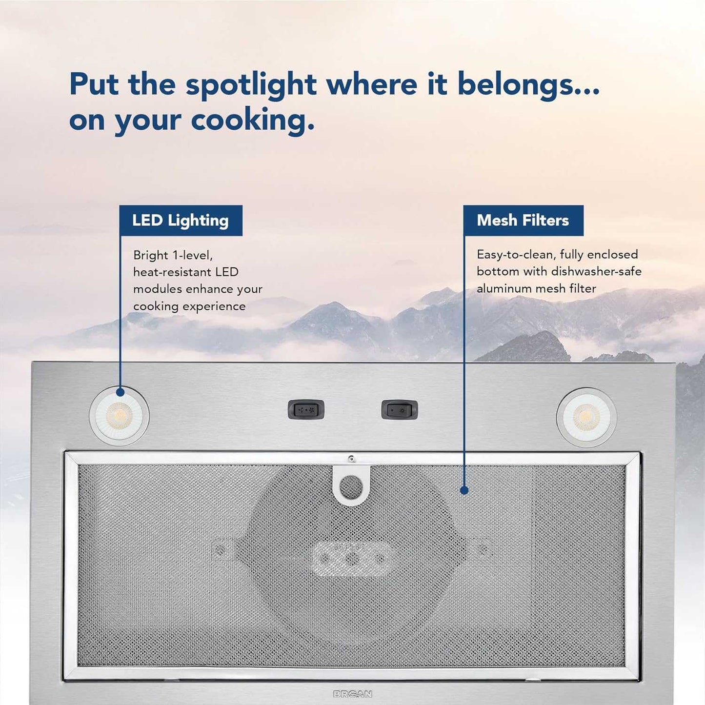 PM300SS Custom Power Pack Range Hood Insert with 2-Speed Exhaust Fan and Light, 300 Max Blower CFM, Stainless Steel, 21-Inch Built