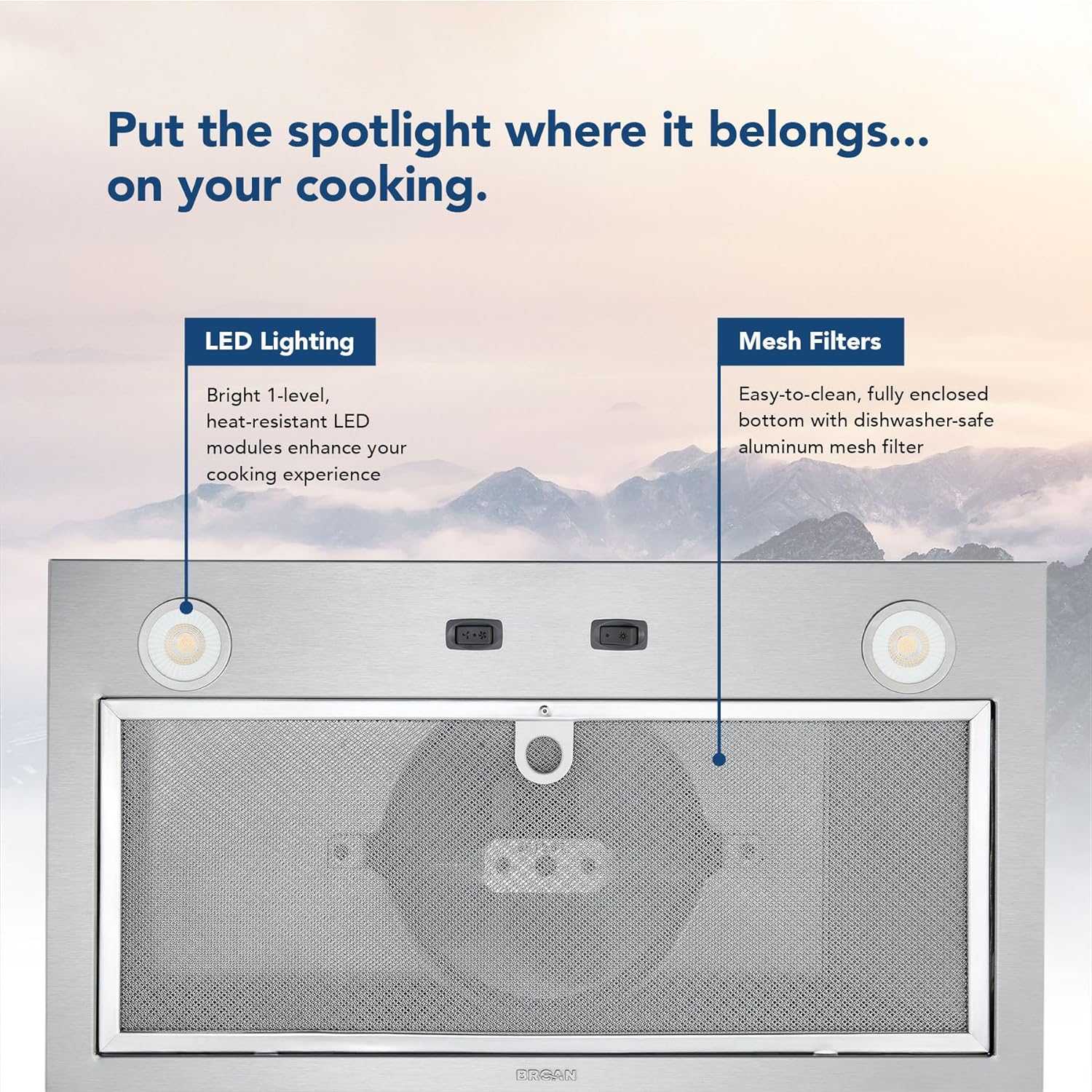 PM300SS Custom Power Pack Range Hood Insert with 2-Speed Exhaust Fan and Light, 300 Max Blower CFM, Stainless Steel, 21-Inch Built