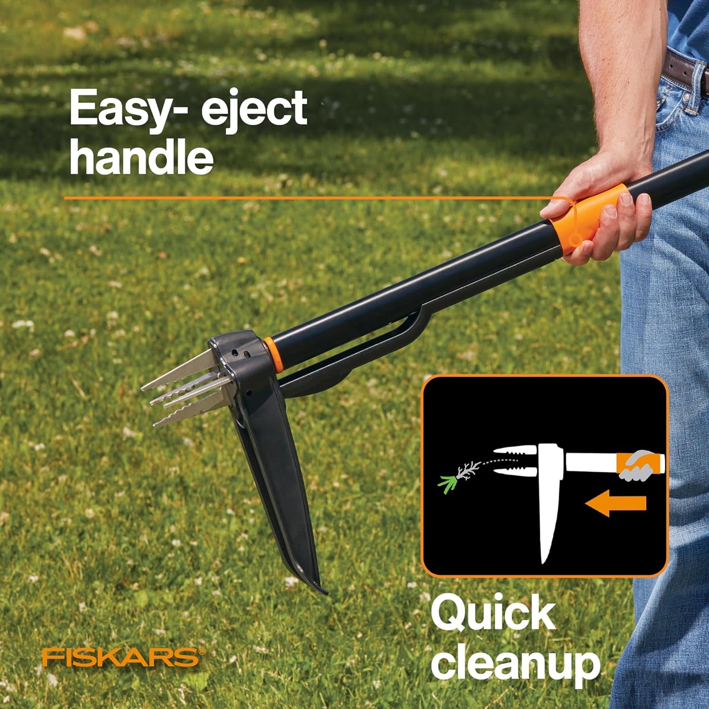 4-Claw Stand up Weed Puller Tool, Gardening Hand Weeding Tool with 39" Long Ergonomic Handle with Easy-Eject Mechanism