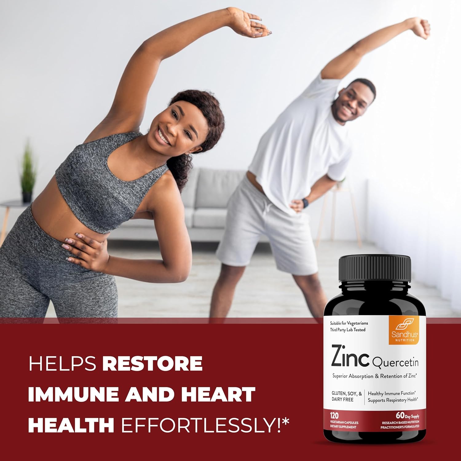 Sandhu’S Zinc Quercetin 120 Vegetarian Capsules – Zinc Supplements for Antioxidant Immune Support Zinc for Men and Women – Gluten, Soy, Dairy Free