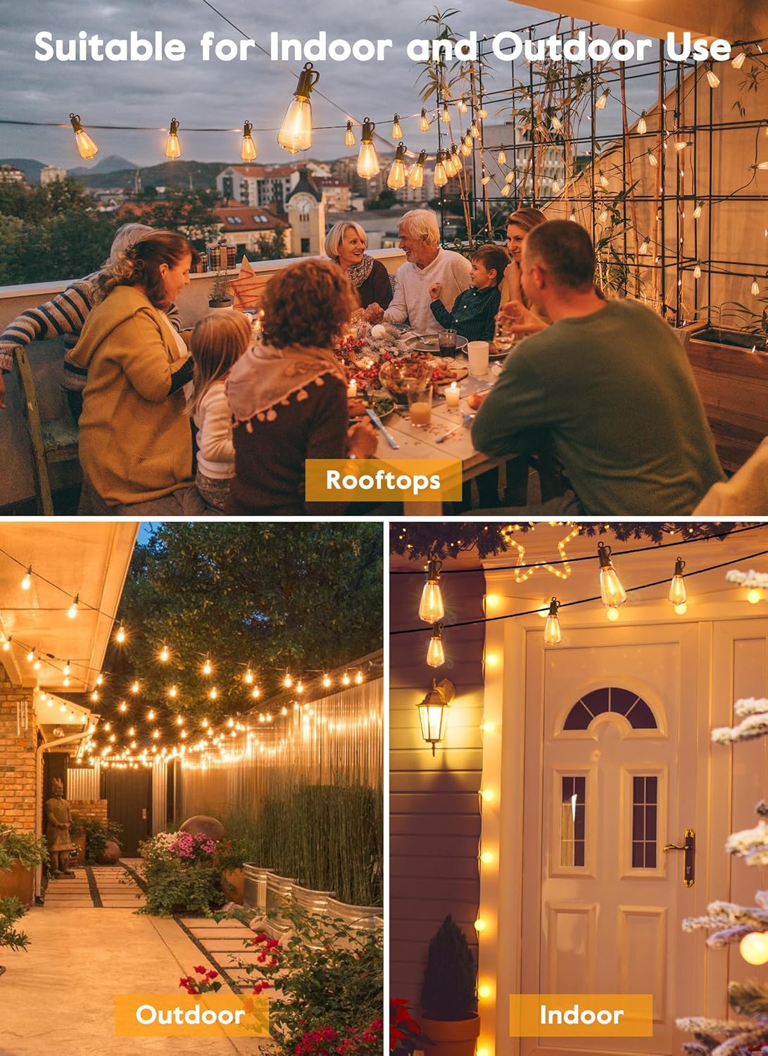 Outdoor String Lights with Remote, 38FT LED Patio Lights with 16 Shatterproof ST38 LED Bulbs, Waterproof outside Hanging Lights for Backyard Garden Porch Party Decor, 2700K