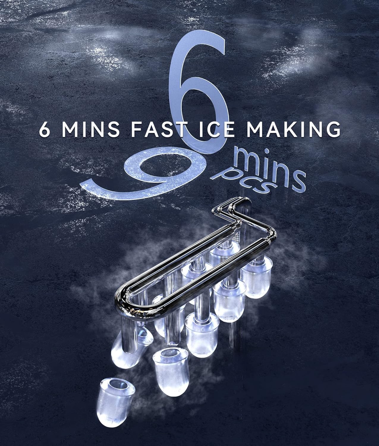 Portable Countertop Ice Maker - 9 Ice Cubes in 6 Minutes, 26 Lbs Daily Output, Self-Cleaning with Ice Bags, Scoop, and Basket for Kitchen, Office, Bar, Party - Black