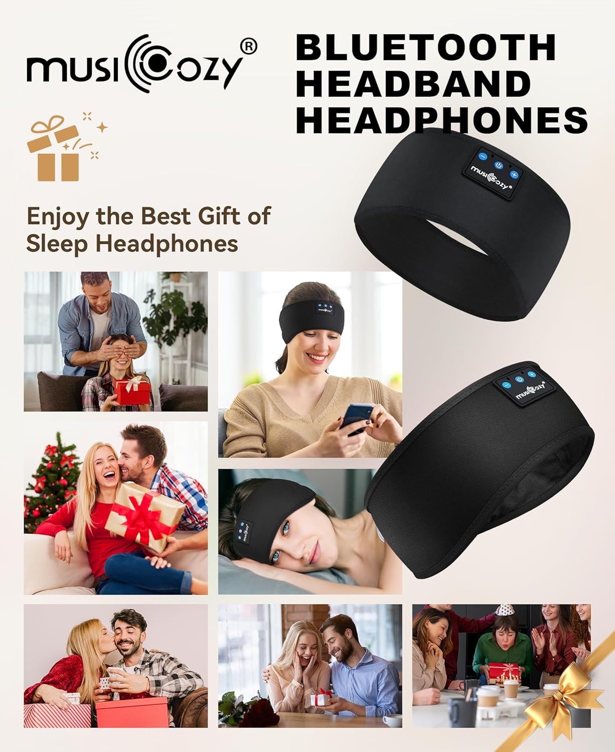 Bluetooth 5.2 Sleep Headphones Headband - Sweat-Resistant Wireless Earbuds with Ultra-Thin HD Stereo Speakers for Sports and Workouts - Ideal Unique Gifts