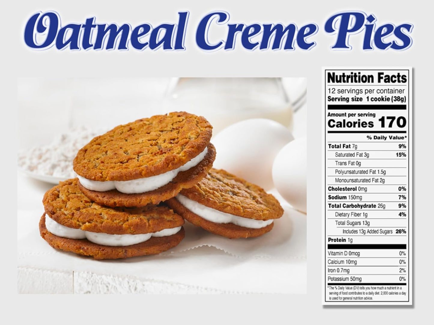 Oatmeal Crème Pies, 12 Individually Wrapped Sandwich Cookies, 16.2 OZ Box