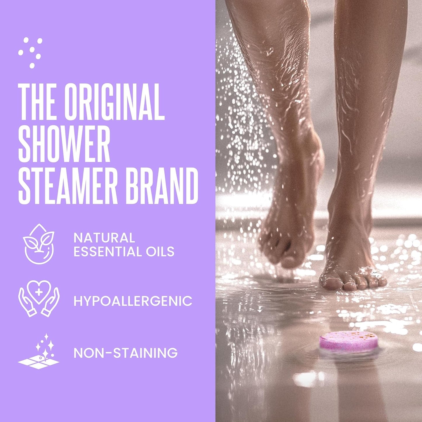 Premium Aromatherapy Shower Steamers - Holiday Gift Set for Women and Teens, Featuring 6 Essential Oil Infused Shower Bombs in Purple