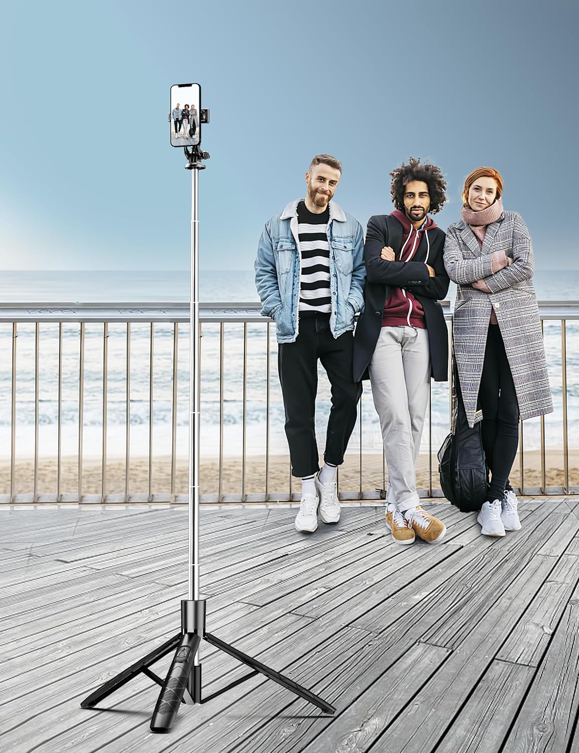 71" Phone Tripod & Selfie Stick, All in One Extendable Cell Phone Tripod with Wireless Remote, Tripod Stand for Iphone & Travel Tripod 360° Rotation Compatible with Iphone Android Phone, Camera
