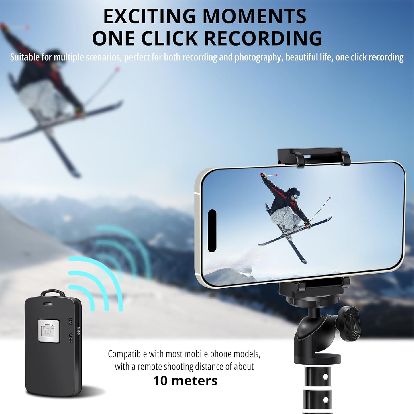 Selfie Stick,Long Extendable Selfie Stick Tripod,62 Phone Tripod with Wireless Remote Shutter,Group Selfies/Live Streaming/Video Recording Compatible with All Cellphones
